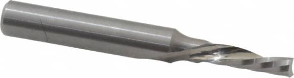 Onsrud - 5/32" Cutting Diam x 9/16" Length of Cut, 1 Flute, Downcut Spiral Router Bit - Uncoated, Right Hand Cut, Solid Carbide, 2" OAL x 1/4" Shank Diam, Single Edge, 21° Helix Angle - Exact Tooling
