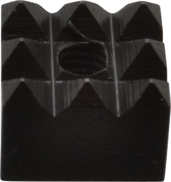 Fairlane - 1/2" Square, 10-32 Thread, 3/8" High, Coarse Tooth Grade, Diamond Serration, High Speed Steel, Square Positioning Gripper - 0.03 x 45A° Chamfer, Black Oxide Finish - Exact Tooling