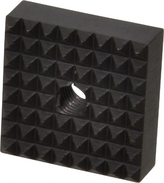 Fairlane - 1" Square, 1/4-28 Thread, 3/8" High, Fine Tooth Grade, Diamond Serration, High Speed Steel, Square Positioning Gripper - 0.03 x 45A° Chamfer, Black Oxide Finish - Exact Tooling
