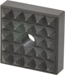 Fairlane - 1" Square, 1/4-28 Thread, 3/8" High, Coarse Tooth Grade, Diamond Serration, High Speed Steel, Square Positioning Gripper - 0.03 x 45A° Chamfer, Black Oxide Finish - Exact Tooling