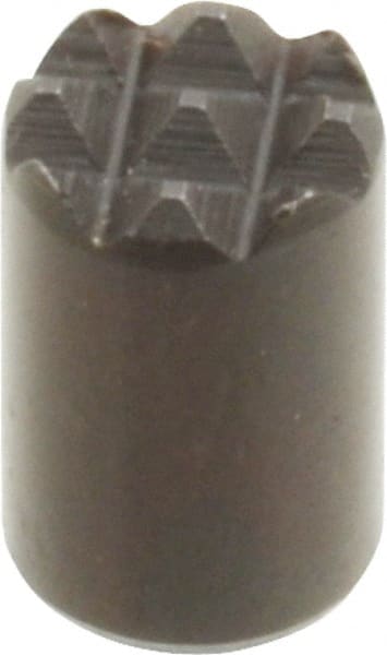 Fairlane - 8-32 Thread, 1/4" Diam, 3/8" High, Threaded, Extra Fine Tooth Grade Diamond Serration Tooth Pattern, High Speed Steel, Round Positioning Gripper - Black Oxide Coated - Exact Tooling