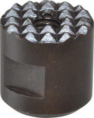 Fairlane - 10-32 Thread, 1/2" Diam, 1/2" High, Threaded, Extra Fine Tooth Grade Diamond Serration Tooth Pattern, High Speed Steel, Round Positioning Gripper - 3/16" Flat Width, Black Oxide Coated - Exact Tooling