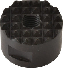 Fairlane - 1/4-28 Thread, 3/4" Diam, 1/2" High, Threaded, Fine Tooth Grade Diamond Serration Tooth Pattern, High Speed Steel, Round Positioning Gripper - 3/16" Flat Width, Black Oxide Coated - Exact Tooling