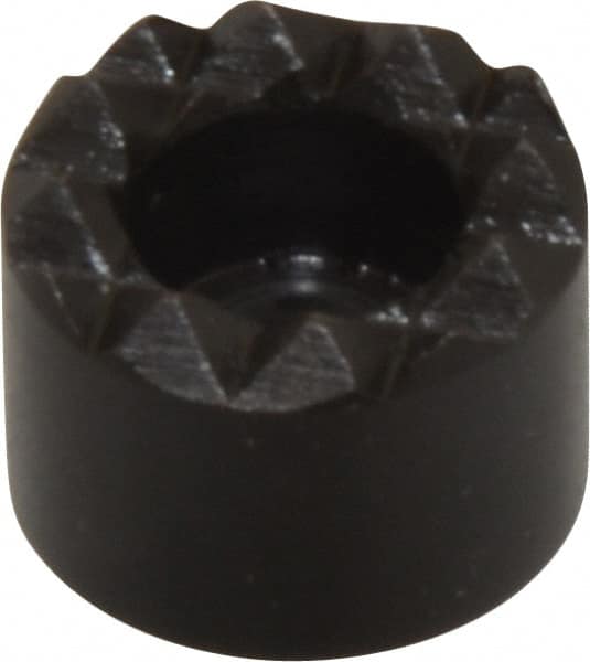 Fairlane - 1/2" Diam, 3/8" High, No. 8 C Bore SHCS, Counterbored, Fine Tooth Grade Diamond Serration Tooth Pattern, High Speed Steel, Round Positioning Gripper - Black Oxide Coated - Exact Tooling