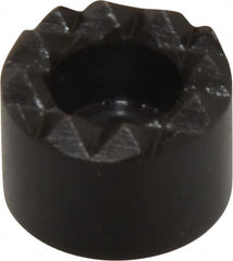 Fairlane - 1/2" Diam, 3/8" High, No. 8 C Bore SHCS, Counterbored, Fine Tooth Grade Diamond Serration Tooth Pattern, High Speed Steel, Round Positioning Gripper - Black Oxide Coated - Exact Tooling