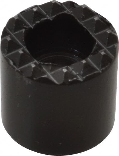 Fairlane - 1/2" Diam, 1/2" High, No. 8 C Bore SHCS, Counterbored, Extra Fine Tooth Grade Diamond Serration Tooth Pattern, High Speed Steel, Round Positioning Gripper - Black Oxide Coated - Exact Tooling