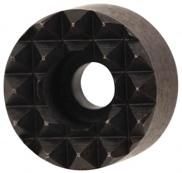 Fairlane - 5/8" Diam, 3/8" High, No. 8 C Bore SHCS, Counterbored, Fine Tooth Grade Diamond Serration Tooth Pattern, High Speed Steel, Round Positioning Gripper - Black Oxide Coated - Exact Tooling