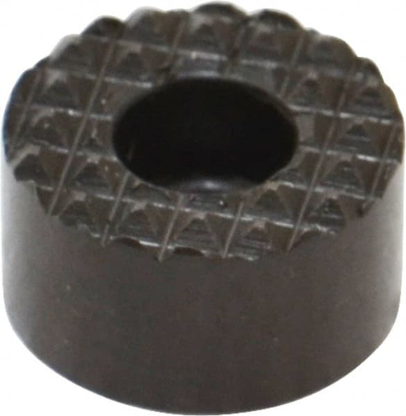 Fairlane - 5/8" Diam, 3/8" High, No. 8 C Bore SHCS, Counterbored, Extra Fine Tooth Grade Diamond Serration Tooth Pattern, High Speed Steel, Round Positioning Gripper - Black Oxide Coated - Exact Tooling