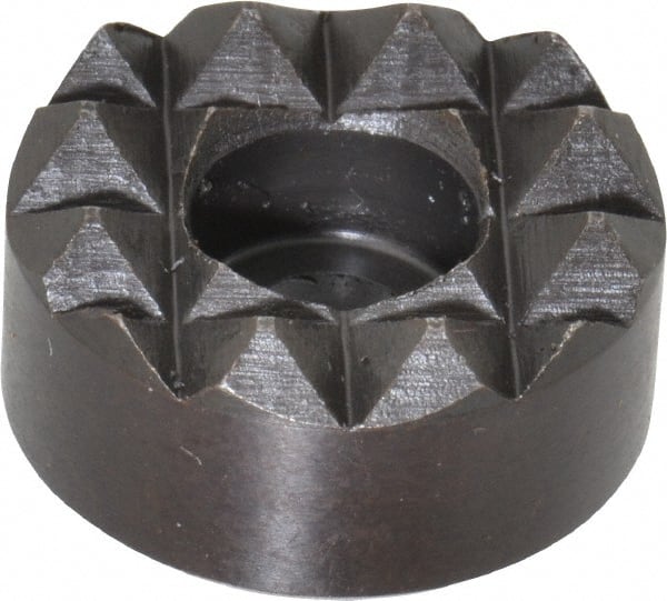 Fairlane - 3/4" Diam, 3/8" High, No. 10 C Bore SHCS, Counterbored, Coarse Tooth Grade Diamond Serration Tooth Pattern, High Speed Steel, Round Positioning Gripper - Black Oxide Coated - Exact Tooling