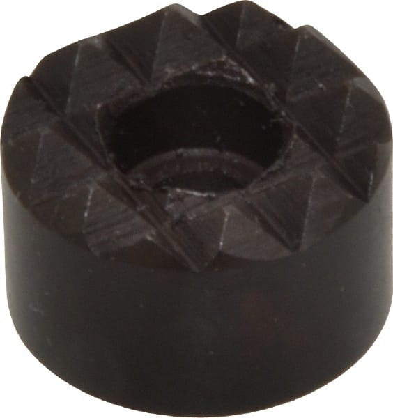 Fairlane - 3/4" Diam, 1/2" High, No. 10 C Bore SHCS, Counterbored, Coarse Tooth Grade Diamond Serration Tooth Pattern, High Speed Steel, Round Positioning Gripper - Black Oxide Coated - Exact Tooling