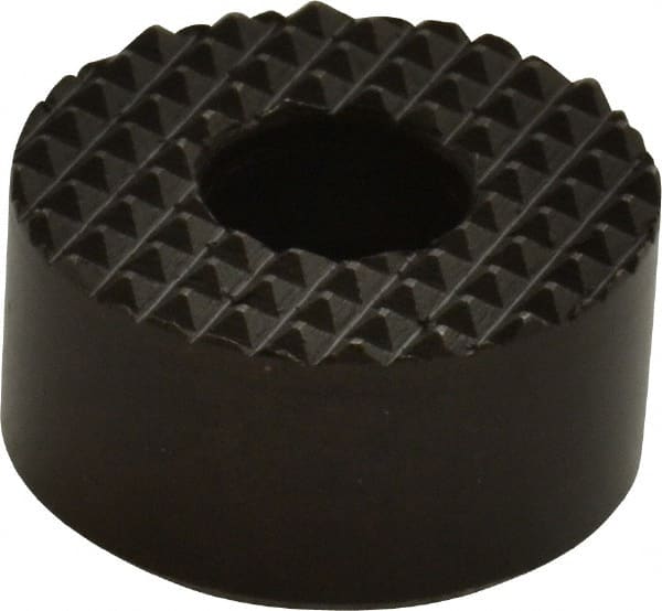 Fairlane - 1" Diam, 1/2" High, 1/4 C Bore SHCS, Counterbored, Extra Fine Tooth Grade Diamond Serration Tooth Pattern, High Speed Steel, Round Positioning Gripper - Black Oxide Coated - Exact Tooling