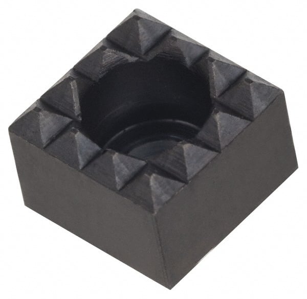 Fairlane - 3/4" Square, 1/2" High, 1/4 C Bore SHCS Size, Fine Tooth Grade, Diamond Serration, High Speed Steel, Square Positioning Gripper - 0.03 x 45A° Chamfer, 5/16" Counterbore Depth, Black Oxide Finish - Exact Tooling