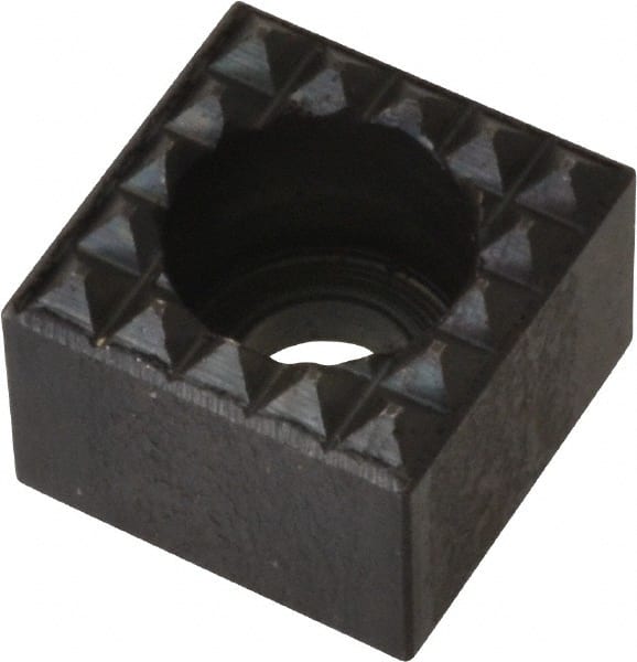 Fairlane - 1/2" Square, 3/8" High, #10 C Bore SHCS Size, Extra Fine Tooth Grade, Diamond Serration, High Speed Steel, Square Positioning Gripper - 0.03 x 45A° Chamfer, 1/4" Counterbore Depth, Black Oxide Finish - Exact Tooling