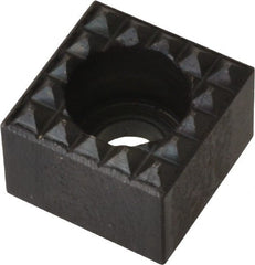 Fairlane - 1/2" Square, 3/8" High, #10 C Bore SHCS Size, Extra Fine Tooth Grade, Diamond Serration, High Speed Steel, Square Positioning Gripper - 0.03 x 45A° Chamfer, 1/4" Counterbore Depth, Black Oxide Finish - Exact Tooling