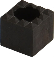Fairlane - 1/2" Square, 1/2" High, #10 C Bore SHCS Size, Fine Tooth Grade, Diamond Serration, High Speed Steel, Square Positioning Gripper - 0.03 x 45A° Chamfer, 1/4" Counterbore Depth, Black Oxide Finish - Exact Tooling