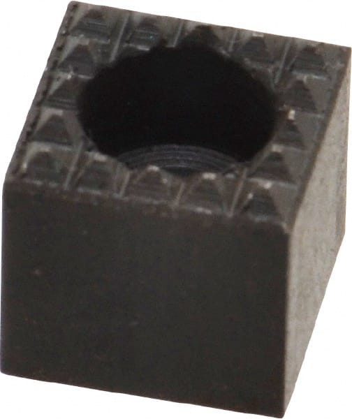 Fairlane - 1/2" Square, 1/2" High, #10 C Bore SHCS Size, Extra Fine Tooth Grade, Diamond Serration, High Speed Steel, Square Positioning Gripper - 0.03 x 45A° Chamfer, 1/4" Counterbore Depth, Black Oxide Finish - Exact Tooling