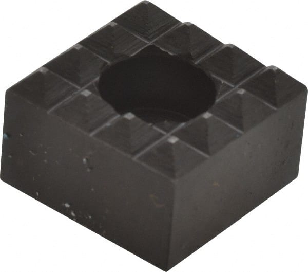 Fairlane - 3/4" Square, 1/2" High, 1/4 C Bore SHCS Size, Coarse Tooth Grade, Diamond Serration, High Speed Steel, Square Positioning Gripper - 0.03 x 45A° Chamfer, 5/16" Counterbore Depth, Black Oxide Finish - Exact Tooling