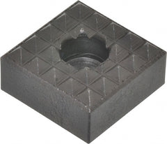 Fairlane - 1" Square, 1/2" High, 1/4 C Bore SHCS Size, Coarse Tooth Grade, Diamond Serration, High Speed Steel, Square Positioning Gripper - 0.03 x 45A° Chamfer, 5/16" Counterbore Depth, Black Oxide Finish - Exact Tooling