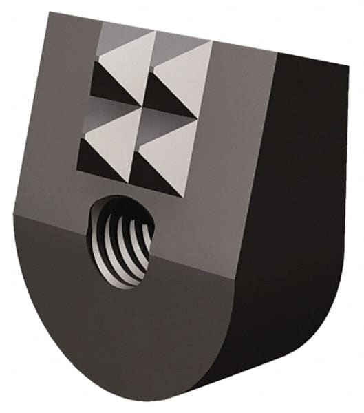 Fairlane - 4 Point 10-32 High Speed Steel Angled Positioning Gripper - Black Oxide Finish, 3/8" High, 9/16" Wide, 0.65" Top Length, 0.6" Bottom Length, 15° Gripping Angle, 0.03 x 45° Chamfer - Exact Tooling