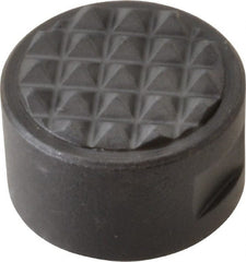 Fairlane - 1/4-28 Thread, 3/4" Diam, 1/2" High, Threaded, Fine Tooth Grade Diamond Serration Tooth Pattern, Carbide Tipped, Round Positioning Gripper - 3/16" Flat Width, Uncoated - Exact Tooling