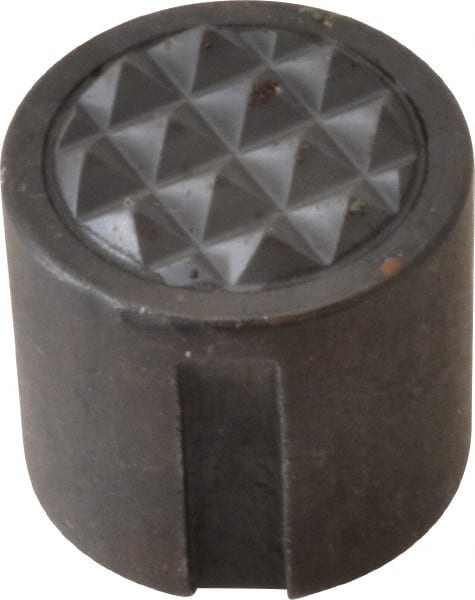 Fairlane - 1/4-28 Thread, 5/8" Diam, 5/8" High, Threaded, Fine Tooth Grade Diamond Serration Tooth Pattern, Carbide Tipped, Round Positioning Gripper - 0.13" Flat Width, Uncoated - Exact Tooling