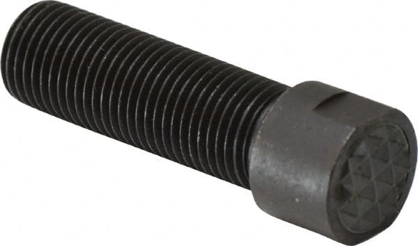 Fairlane - Serrated Tooth, 1/2-20, 3/16" Internal Hex, 1-1/2" Shank Length, 1-1/2" Thread Length, Black Oxide Finish, Round Head, Adjustable Positioning Gripper - 1/2" Pad Diam, 5/8" Hex, 1/4" Head Height, Fine Tooth Grade - Exact Tooling