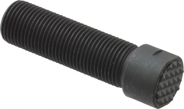 Fairlane - Serrated Tooth, 5/8-18, 1/4" Internal Hex, 2" Shank Length, 2" Thread Length, Black Oxide Finish, Round Head, Adjustable Positioning Gripper - 5/8" Pad Diam, 3/4" Hex, 1/4" Head Height, Fine Tooth Grade - Exact Tooling