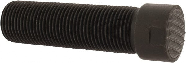 Fairlane - Serrated Tooth, 3/4-16, 5/16" Internal Hex, 2-1/2" Shank Length, 2-1/2" Thread Length, Black Oxide Finish, Round Head, Adjustable Positioning Gripper - 3/4" Pad Diam, 7/8" Hex, 1/4" Head Height, Fine Tooth Grade - Exact Tooling