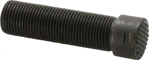 Fairlane - Serrated Tooth, 3/4-16, 5/16" Internal Hex, 2-1/2" Shank Length, 2-1/2" Thread Length, Black Oxide Finish, Round Head, Adjustable Positioning Gripper - 3/4" Pad Diam, 7/8" Hex, 1/4" Head Height, Extra Fine Tooth Grade - Exact Tooling