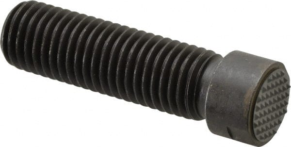 Fairlane - Serrated Tooth, 3/4-10, 5/16" Internal Hex, 2-1/2" Shank Length, 2-1/2" Thread Length, Black Oxide Finish, Round Head, Adjustable Positioning Gripper - 3/4" Pad Diam, 7/8" Hex, 1/4" Head Height, Extra Fine Tooth Grade - Exact Tooling
