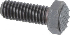 Fairlane - Serrated Tooth, 3/8-16, 1" Shank Length, 1" Thread Length, Black Oxide Finish, Hex Head, Adjustable Positioning Gripper - 1/2" Pad Diam, 9/16" Hex, 9/32" Head Height, Extra Fine Tooth Grade - Exact Tooling