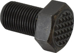 Fairlane - Serrated Tooth, 5/8-18, 1" Shank Length, 1" Thread Length, Black Oxide Finish, Hex Head, Adjustable Positioning Gripper - 3/4" Pad Diam, 15/16" Hex, 7/16" Head Height, Fine Tooth Grade - Exact Tooling