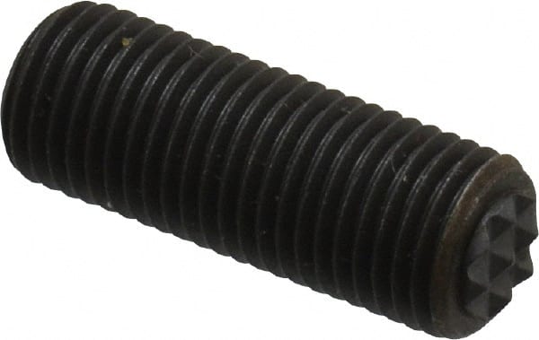 Fairlane - Serrated Tooth, 3/8-24, 3/16" Internal Hex, 1" Thread Length, Black Oxide Finish, Fully Threaded, Adjustable Positioning Gripper - 1/4" Pad Diam, Extra Fine Tooth Grade - Exact Tooling