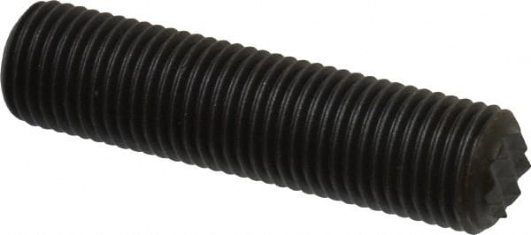 Fairlane - Serrated Tooth, 3/8-24, 3/16" Internal Hex, 1-1/2" Thread Length, Black Oxide Finish, Fully Threaded, Adjustable Positioning Gripper - 1/4" Pad Diam, Extra Fine Tooth Grade - Exact Tooling