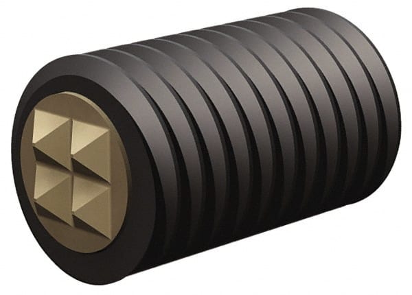 Fairlane - Serrated Tooth, 1/2-20, 1/4" Internal Hex, 3" Thread Length, Black Oxide Finish, Fully Threaded, Adjustable Positioning Gripper - 3/8" Pad Diam, 4-Point Tooth Grade - Exact Tooling