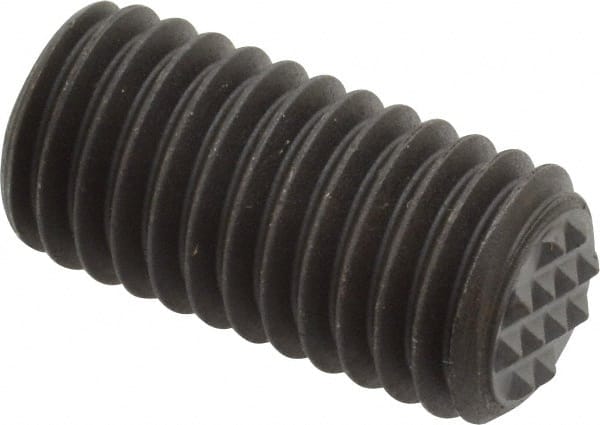 Fairlane - Serrated Tooth, 1/2-13, 1/4" Internal Hex, 1" Thread Length, Black Oxide Finish, Fully Threaded, Adjustable Positioning Gripper - 3/8" Pad Diam, Extra Fine Tooth Grade - Exact Tooling