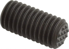 Fairlane - Serrated Tooth, 1/2-13, 1/4" Internal Hex, 1" Thread Length, Black Oxide Finish, Fully Threaded, Adjustable Positioning Gripper - 3/8" Pad Diam, Extra Fine Tooth Grade - Exact Tooling