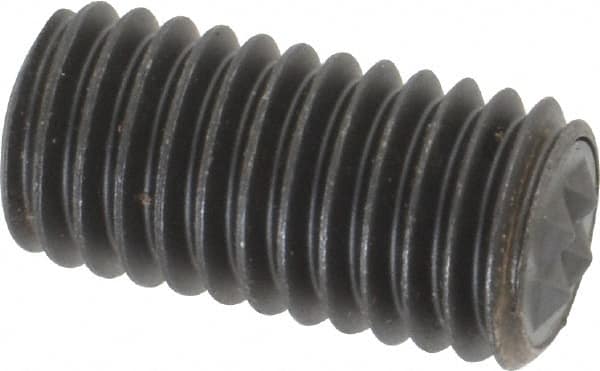 Fairlane - Serrated Tooth, 1/2-13, 1/4" Internal Hex, 1" Thread Length, Black Oxide Finish, Fully Threaded, Adjustable Positioning Gripper - 3/8" Pad Diam, 4-Point Tooth Grade - Exact Tooling