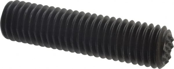 Fairlane - Serrated Tooth, 1/2-13, 1/4" Internal Hex, 2" Thread Length, Black Oxide Finish, Fully Threaded, Adjustable Positioning Gripper - 3/8" Pad Diam, Extra Fine Tooth Grade - Exact Tooling