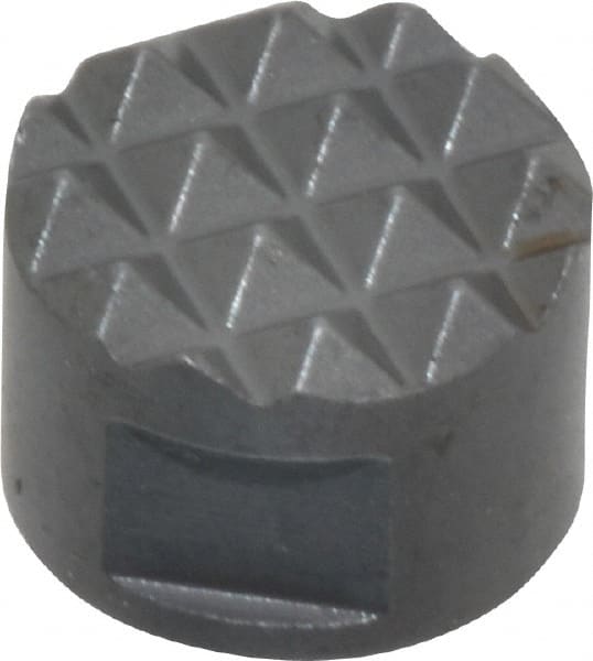 Fairlane - 10-32 Thread, 1/2" Diam, 3/8" High, Threaded, Fine Tooth Grade Diamond Serration Tooth Pattern, Solid Carbide, Round Positioning Gripper - 3/16" Flat Width, Uncoated - Exact Tooling
