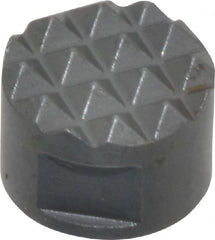 Fairlane - 10-32 Thread, 1/2" Diam, 3/8" High, Threaded, Fine Tooth Grade Diamond Serration Tooth Pattern, Solid Carbide, Round Positioning Gripper - 3/16" Flat Width, Uncoated - Exact Tooling