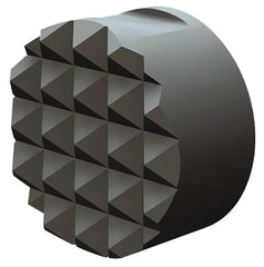 Fairlane - 1/4-28 Thread, 5/8" Diam, 3/8" High, Threaded, Fine Tooth Grade Diamond Serration Tooth Pattern, Solid Carbide, Round Positioning Gripper - 3/16" Flat Width, Uncoated - Exact Tooling