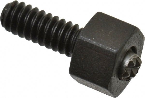Fairlane - 10-24, 1/2" Thread Length, 5/32" Ball Diam, Serrated Ball Pad Surface, Alloy Steel, Black Oxide, Hex Head, Swivel Action Gripper Assemblies - 5/16" Head Height, 3/8" Hex, 5/32" Contact Diam, High Speed Steel Ball - Exact Tooling