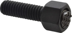 Fairlane - 5/16-18, 1" Thread Length, 5/16" Ball Diam, Serrated Ball Pad Surface, Alloy Steel, Black Oxide, Hex Head, Swivel Action Gripper Assemblies - 7/16" Head Height, 1/2" Hex, 5/16" Contact Diam, High Speed Steel Ball - Exact Tooling