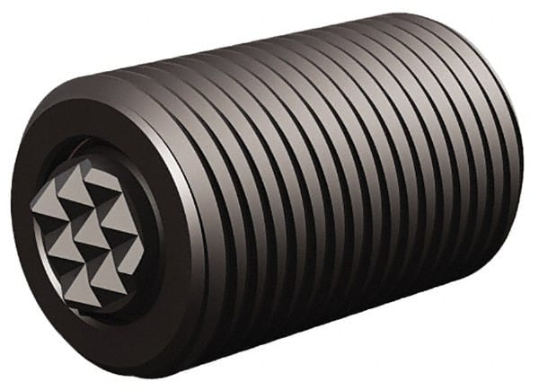 Fairlane - 3/8-16, 3" Thread Length, 3/16" Ball Diam, Serrated Ball Pad Surface, Alloy Steel, Black Oxide, Threaded, Swivel Action Gripper Assemblies - 5/32" Contact Diam, High Speed Steel Ball - Exact Tooling