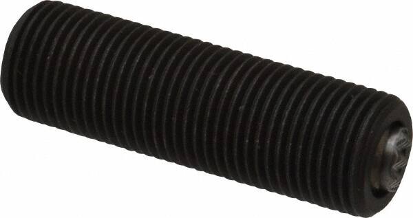 Fairlane - 5/8-18, 2" Thread Length, 3/8" Ball Diam, Serrated Ball Pad Surface, Alloy Steel, Black Oxide, Threaded, Swivel Action Gripper Assemblies - 5/16" Contact Diam, High Speed Steel Ball - Exact Tooling