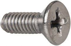 Value Collection - #8-32 UNC, 1/2" OAL Phillips Drive Machine Screw - Flat Head, Grade 316 Stainless Steel, Uncoated, Without Washer - Exact Tooling