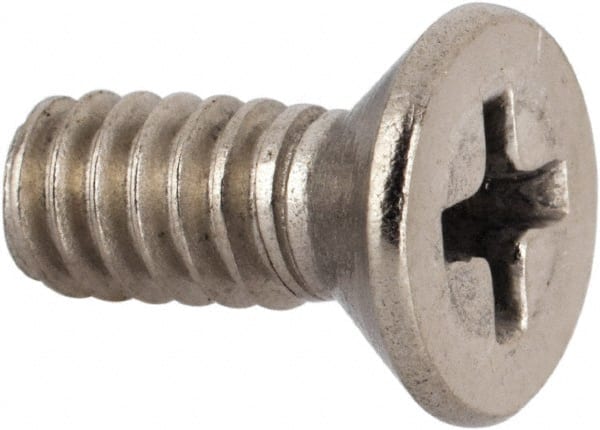 Value Collection - #10-24 UNC, 1/2" OAL Phillips Drive Machine Screw - Flat Head, Grade 316 Stainless Steel, Uncoated, Without Washer - Exact Tooling