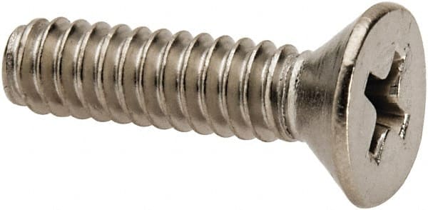 Value Collection - #10-24 UNC, 3/4" OAL Phillips Drive Machine Screw - Flat Head, Grade 316 Stainless Steel, Uncoated, Without Washer - Exact Tooling