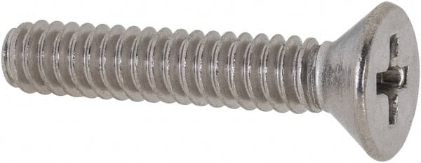 Value Collection - #10-24 UNC, 1" OAL Phillips Drive Machine Screw - Flat Head, Grade 316 Stainless Steel, Uncoated, Without Washer - Exact Tooling